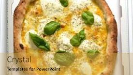  Presentation with pizza delivery - Slide deck enhanced with just-baked-mozzarella-pizza-napoletan background and a yellow colored foreground