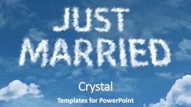  Presentation with married - Slide deck enhanced with just married cloud word with a blue sky background and a teal colored foreground