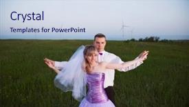  Presentation with married - Slide deck with just married on the nature background and a sky blue colored foreground