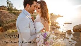  Presentation with beach wedding - Amazing slide set having bride groom holding colourful - happy just married young wedding backdrop and a coral colored foreground