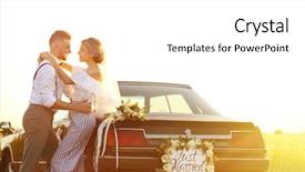 Presentation with wedding - Cool new theme with happy wedding couple near decorated car outdoors backdrop and a white colored foreground