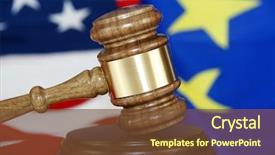  Presentation with court gavel - Slides consisting of european court justice - gavel with flag background background and a tawny brown colored foreground