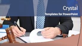  Presentation with judge - Presentation with european court justice - male judge working with document background and a ocean colored foreground