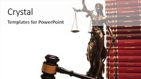  Presentation with justice goddess - Colorful presentation enhanced with justice goddess gavel and law backdrop and a white colored foreground