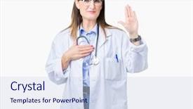  Presentation with chest pain medical severe - Colorful PPT theme enhanced with justice health - middle age mature doctor woman backdrop and a sky blue colored foreground
