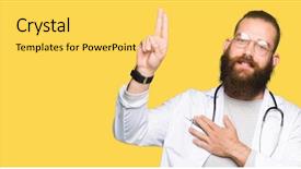  Presentation with being new doctor - Colorful theme enhanced with justice health - young blond doctor man backdrop and a yellow colored foreground