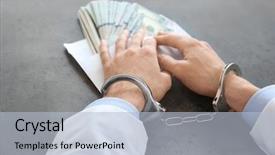  Presentation with bribe - Beautiful theme featuring justice health care - doctor in handcuffs with bribe backdrop and a light blue colored foreground