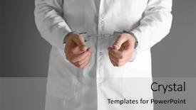  Presentation with black eye doctor - Beautiful PPT theme featuring justice health care - male doctor in handcuffs backdrop and a  colored foreground