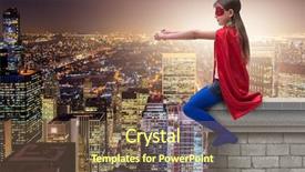  Presentation with evil - Beautiful presentation theme featuring justice kids - little kid protecting the city backdrop and a tawny brown colored foreground