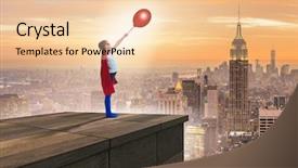  Presentation with superhero - Colorful slide set enhanced with justice kids - young girl in superhero costume backdrop and a lemonade colored foreground