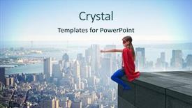  Presentation with superhero - Cool new theme with justice kids - young girl in superhero costume backdrop and a sky blue colored foreground