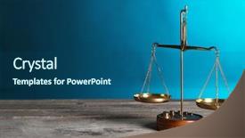  Presentation with justice - PPT layouts enhanced with justice scales on blue background background and a ocean colored foreground