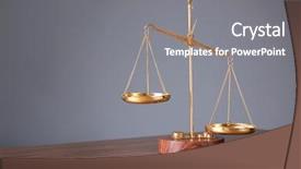  Presentation with scales of justice - Colorful slides enhanced with justice scales on wooden table backdrop and a gray colored foreground