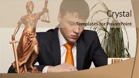  Presentation with justice and law - Audience pleasing PPT theme consisting of justice statue and lawyer reading backdrop and a coral colored foreground