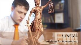  Presentation with justice and law - Presentation theme consisting of justice statue and lawyer reading background and a coral colored foreground