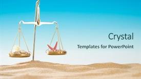  Presentation with sea shells - Audience pleasing presentation consisting of justice with sand and sea backdrop and a light blue colored foreground