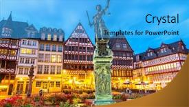  Presentation with square - Cool new slides with justitia statue in frankfurt backdrop and a cyan colored foreground