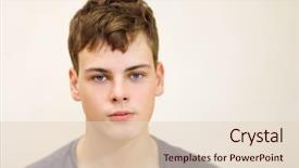 Presentation with grey - PPT layouts enhanced with juvenile - handsome serious boy teenager background and a lemonade colored foreground