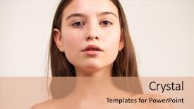  Presentation with teen girl - Beautiful PPT theme featuring juvenile - portrait of a young teen backdrop and a coral colored foreground