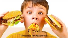 Presentation with juvenile - Colorful slide deck enhanced with juvenile children - boy with meal backdrop and a gold colored foreground