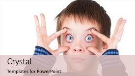  Presentation with blue eyes - Amazing slide deck having juvenile children - child wearing blue sweater making backdrop and a lemonade colored foreground