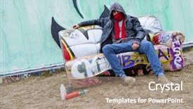  Presentation with juvenile - Beautiful slides featuring juvenile delinquency - graffiti artist sitting backdrop and a coral colored foreground