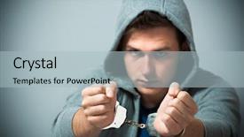  Presentation with juvenile justice - PPT layouts consisting of juvenile justice - arrested teenager with handcuffs background and a light blue colored foreground