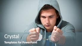  Presentation with juvenile justice - Audience pleasing slides consisting of juvenile justice - arrested teenager with handcuffs backdrop and a seafoam green colored foreground