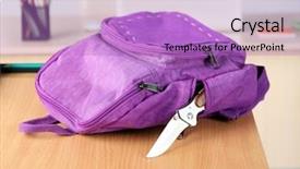  Presentation with juvenile justice - Slide deck enhanced with juvenile justice - backpack with knife on table background and a lilac colored foreground