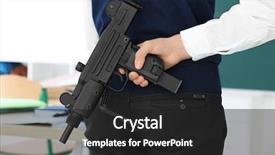  Presentation with gun - Presentation featuring juvenile justice - schoolboy hiding gun behind his background and a  colored foreground