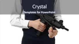  Presentation with ak 47 machine gun - Audience pleasing presentation design consisting of juvenile justice - schoolboy holding machine gun backdrop and a wine colored foreground