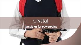  Presentation with juvenile justice - Amazing presentation theme having juvenile justice - schoolboy holding machine gun backdrop and a  colored foreground