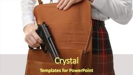  Presentation with gun - Beautiful presentation theme featuring juvenile justice - schoolgirl hiding gun in bag backdrop and a  colored foreground