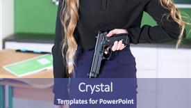  Presentation with juvenile justice - Presentation theme featuring juvenile justice - teenage girl hiding gun behind background and a ocean colored foreground