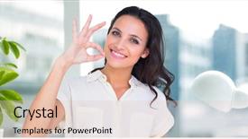  Presentation with giving - Audience pleasing slide set consisting of k - digital composite of smiling woman backdrop and a lemonade colored foreground