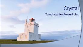  Presentation with what is thing used in looking for far object - Audience pleasing slides consisting of k - lighthouse on cape dyrholaey not backdrop and a sky blue colored foreground