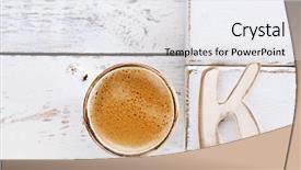  Presentation with old letter - Colorful slide set enhanced with k - ok sign with espresso coffee backdrop and a sky blue colored foreground