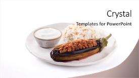  Presentation with food white - Cool new slide set with k - traditional turkish food stuffed aubergine backdrop and a white colored foreground