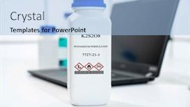  Presentation with chemical plastic - PPT theme having k2s2o8-potassium-persulfate-cas-7727 background and a light blue colored foreground