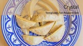  Presentation with morocco patterns traditional - Slide deck with kaab el ghazal - gazelle horns background and a coral colored foreground