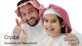  Presentation with father - Presentation theme featuring kabah - happy father and son background and a light gray colored foreground