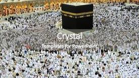  Presentation with makkah - Slides having kabah - muslims from all background and a gray colored foreground