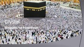  Presentation with kabah - Slide deck consisting of kabah - muslims from all background and a gray colored foreground