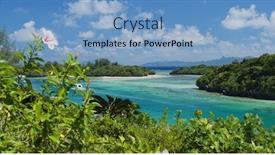  Presentation with island - Presentation having kabira-bay-in-ishigaki-island background and a light blue colored foreground