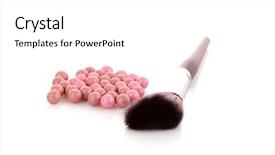  Presentation with cosmetic - Colorful theme enhanced with kabuki - cosmetic brush and rouge backdrop and a white colored foreground