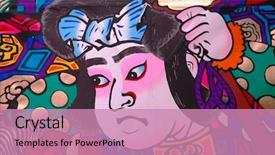  Presentation with kabuki - Slide set consisting of kabuki - graphic on japanese traditional kite background and a coral colored foreground