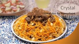  Presentation with national - Theme consisting of kabuli-pulao-luxurious-pilaf-afghan background and a coral colored foreground