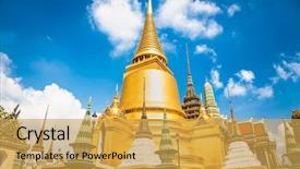  Presentation with thai temple - Slides enhanced with kaeo temple of the emerald background and a yellow colored foreground