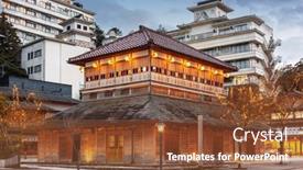  Presentation with hot springs - PPT layouts consisting of kaga-onsen-japan background and a tawny brown colored foreground