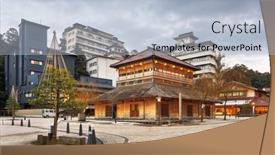  Presentation with onsen - Slide set featuring kaga-onsen-japan background and a light blue colored foreground